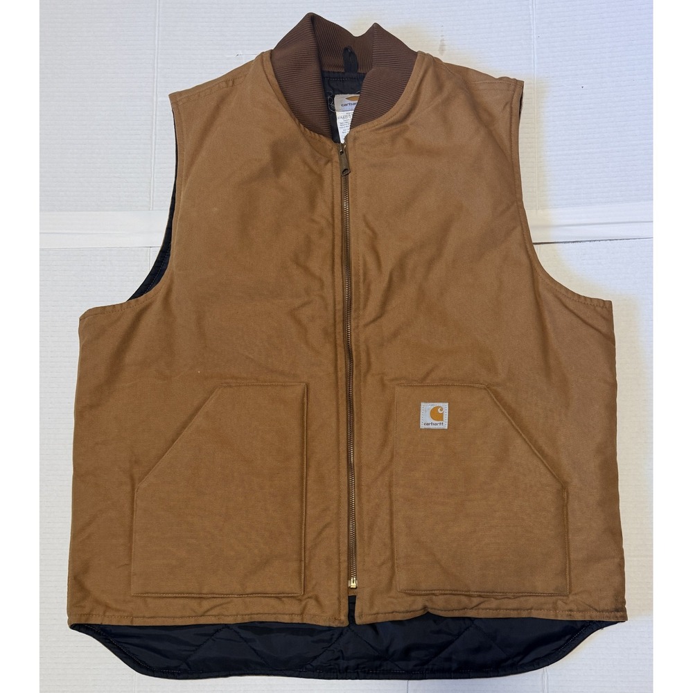 CARHARTT V01 BRN - Men's VTG 2003 Arctic Quilt Lined Vest- Canvas Brown- XL Tall